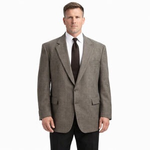 Alfani Suit Jacket Men 46L Brown 100% Pure New Wool 2 Button Career Slight Flaw